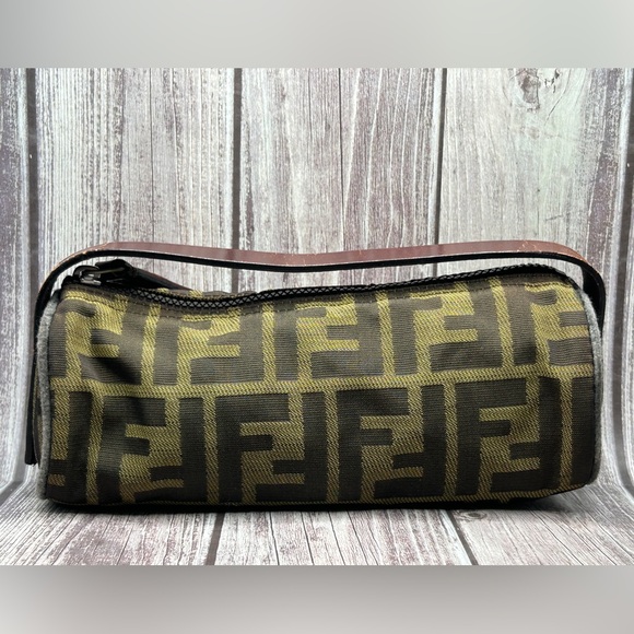 FENDI Zucca Vintage Mini Baguette Barrel Bag Top Handle Handbag RARE - Picture 6 of 16
